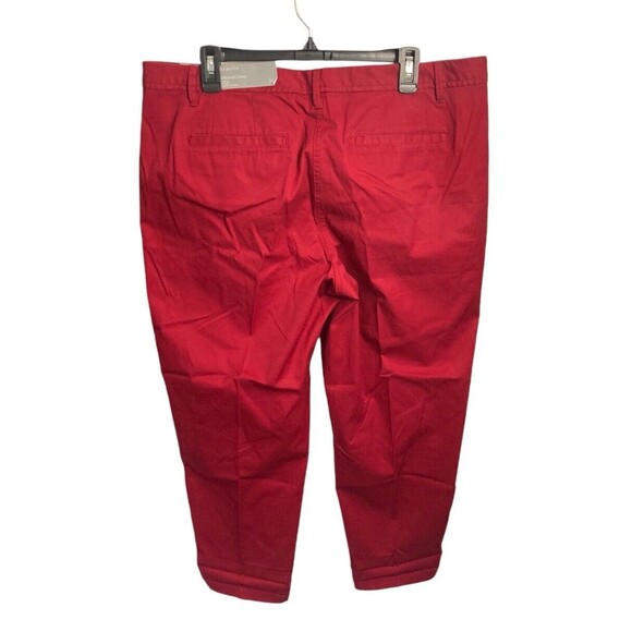 Talbots Girlfriend Chino Pants‎ Size 16 Red With Navy Stripe Ankle Relaxed - Picture 3 of 5